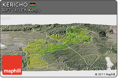 Satellite Panoramic Map of KERICHO, semi-desaturated