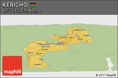 Savanna Style Panoramic Map of KERICHO, single color outside