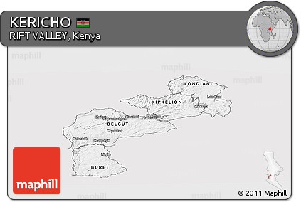 Silver Style Panoramic Map of KERICHO, single color outside