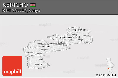 Silver Style Panoramic Map of KERICHO, single color outside
