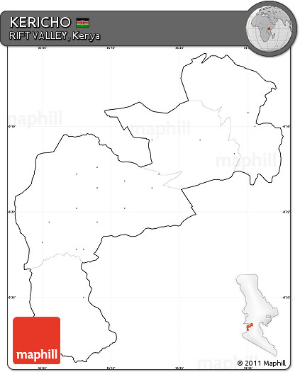 Blank Simple Map of KERICHO, cropped outside, no labels
