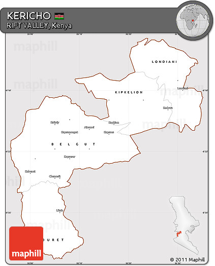 Classic Style Simple Map of KERICHO, cropped outside
