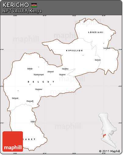 Classic Style Simple Map of KERICHO, cropped outside