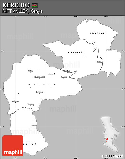 Gray Simple Map of KERICHO, single color outside