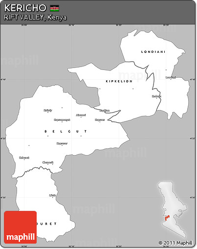 Gray Simple Map of KERICHO, single color outside