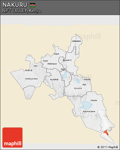 Classic Style 3D Map of NAKURU, single color outside