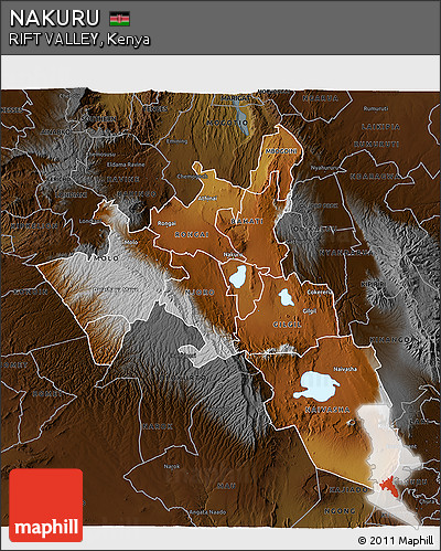 Physical 3D Map of NAKURU, darken