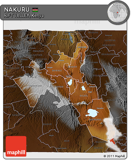 Physical 3D Map of NAKURU, darken