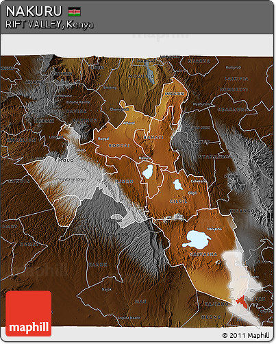 Physical 3D Map of NAKURU, darken