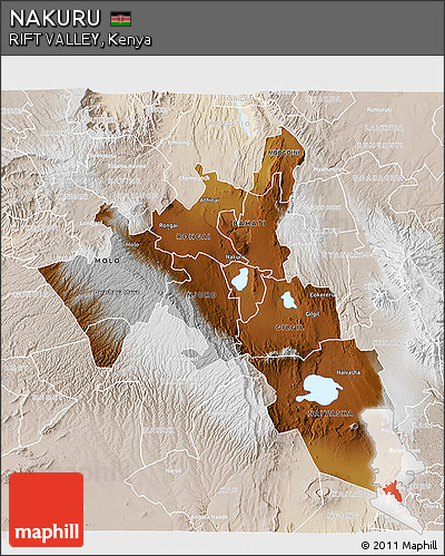 Physical 3D Map of NAKURU, lighten