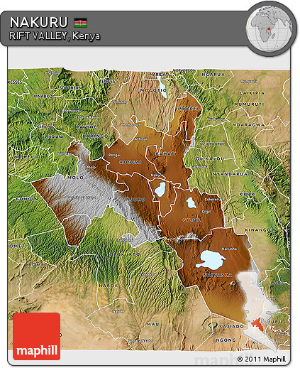 Physical 3D Map of NAKURU, satellite outside