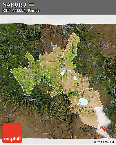 Satellite 3D Map of NAKURU, darken