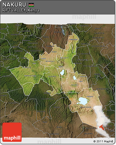 Satellite 3D Map of NAKURU, darken