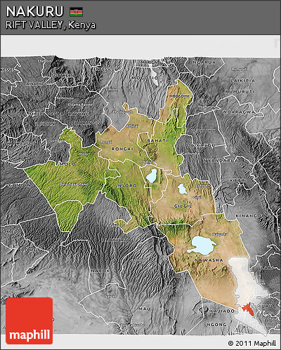 Satellite 3D Map of NAKURU, desaturated