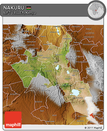 Satellite 3D Map of NAKURU, physical outside