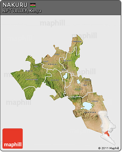 Satellite 3D Map of NAKURU, single color outside
