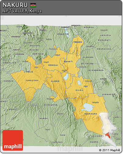 Savanna Style 3D Map of NAKURU