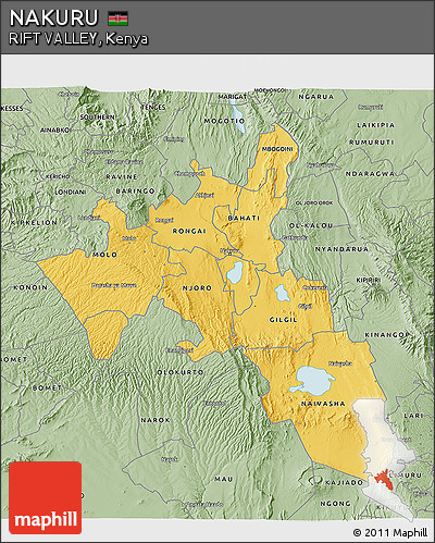 Savanna Style 3D Map of NAKURU