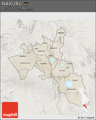 Shaded Relief 3D Map of NAKURU, lighten