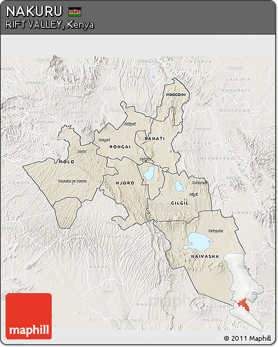 Shaded Relief 3D Map of NAKURU, lighten