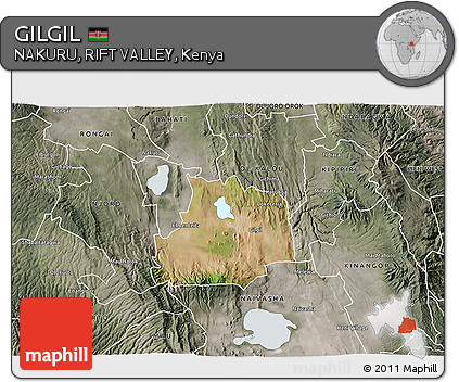 Satellite 3D Map of GILGIL, semi-desaturated