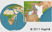Satellite Location Map of GILGIL, highlighted country, highlighted grandparent region, within the entire country