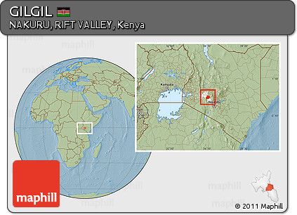 Savanna Style Location Map of GILGIL, highlighted parent region, hill shading