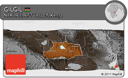 Physical Panoramic Map of GILGIL, darken, semi-desaturated