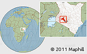 Savanna Style Location Map of NAKURU, highlighted country, hill shading