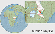 Savanna Style Location Map of NAKURU, highlighted parent region, hill shading