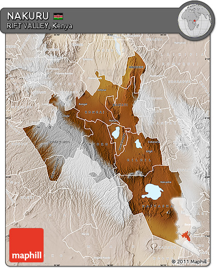 Physical Map of NAKURU, lighten