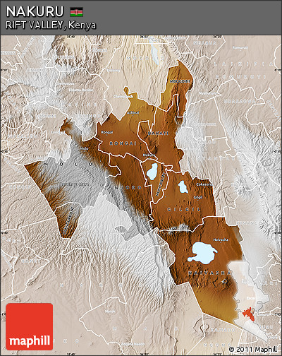 Physical Map of NAKURU, lighten