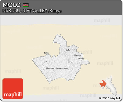 Classic Style 3D Map of MOLO, single color outside