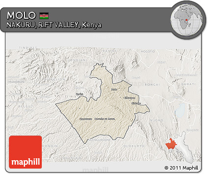 Shaded Relief 3D Map of MOLO, lighten