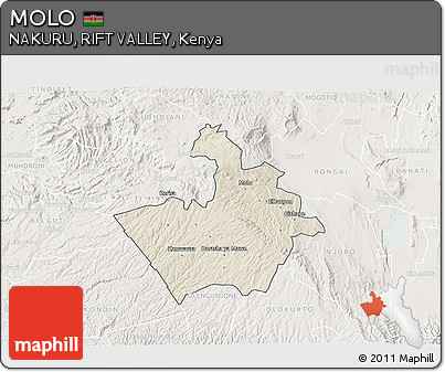 Shaded Relief 3D Map of MOLO, lighten