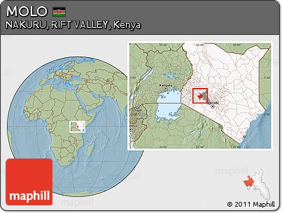 Savanna Style Location Map of MOLO, highlighted country, highlighted parent region, hill shading