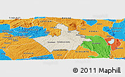 Shaded Relief Panoramic Map of MOLO, political outside