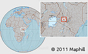 Gray Location Map of NJORO, highlighted parent region, hill shading