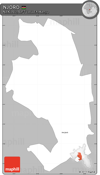 Gray Simple Map of NJORO, single color outside