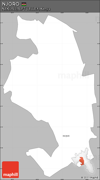 Gray Simple Map of NJORO, single color outside