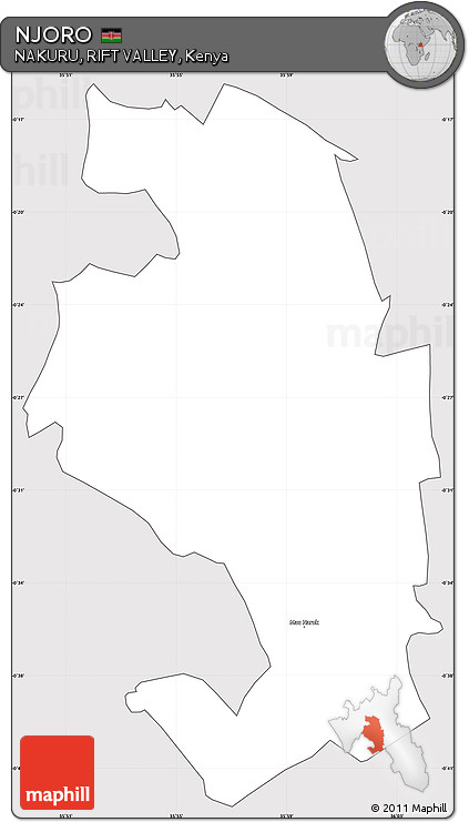 Silver Style Simple Map of NJORO, cropped outside