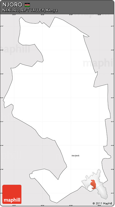 Silver Style Simple Map of NJORO, cropped outside