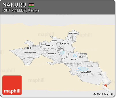 Classic Style Panoramic Map of NAKURU, single color outside