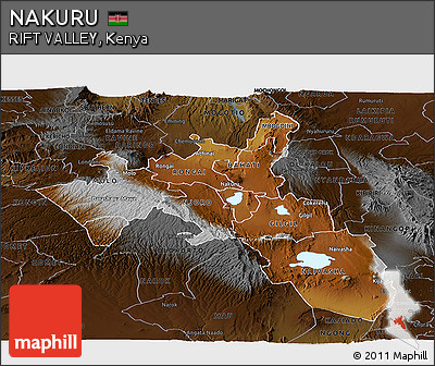 Physical Panoramic Map of NAKURU, darken