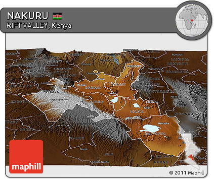Physical Panoramic Map of NAKURU, darken