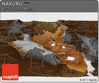 Physical Panoramic Map of NAKURU, darken