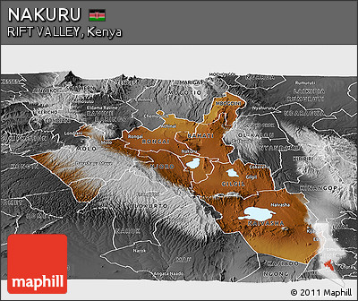 Physical Panoramic Map of NAKURU, desaturated