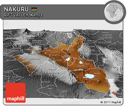 Physical Panoramic Map of NAKURU, desaturated