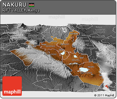 Physical Panoramic Map of NAKURU, desaturated