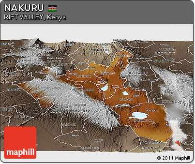 Physical Panoramic Map of NAKURU, semi-desaturated